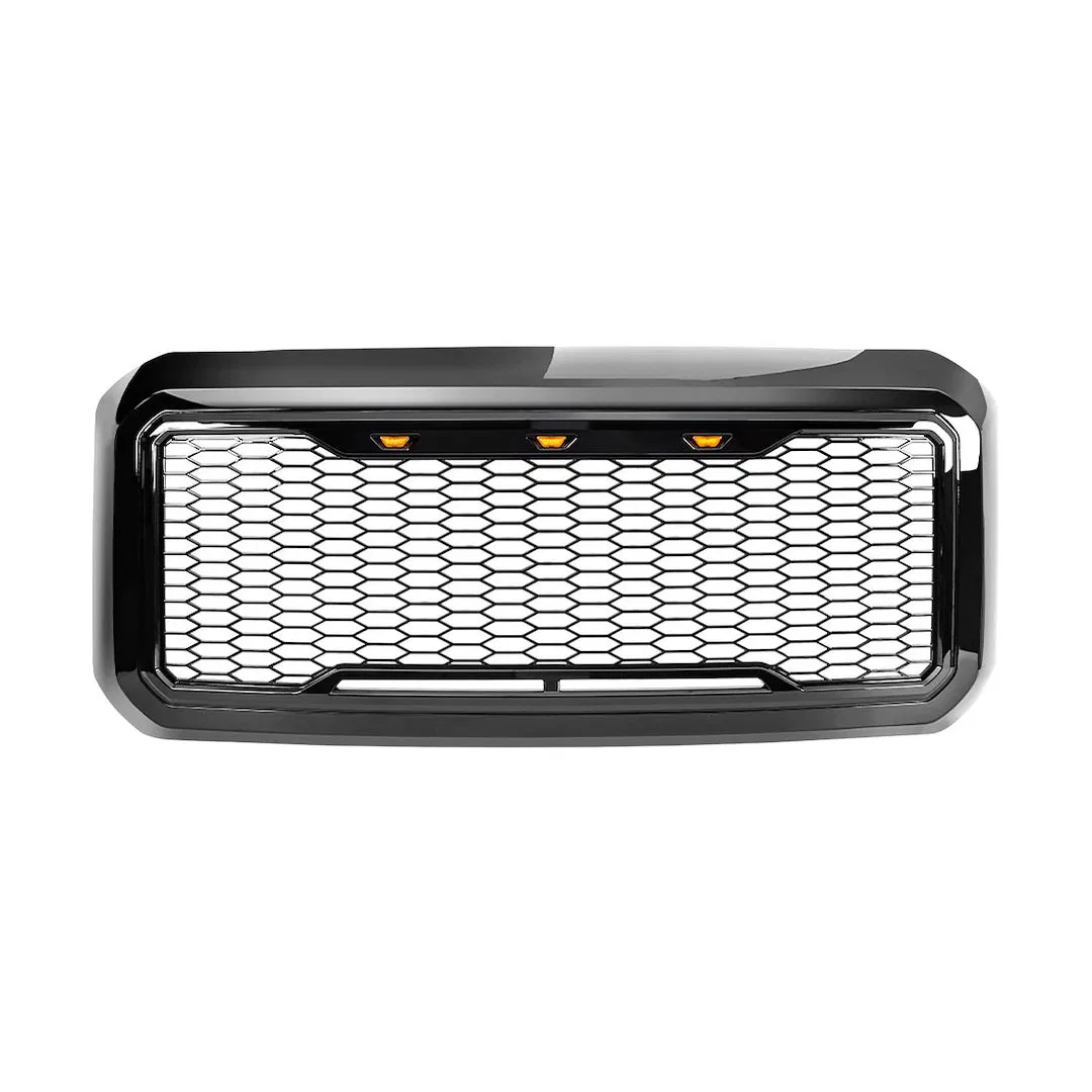 AMFMFA00125 – AMERICAN MOD Grille, Mesh Style With Light Cutouts Gloss Black ABS Plastic With Three Amber Lights/ Wir...